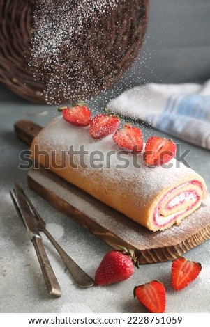 Photography of strawberry roll cake