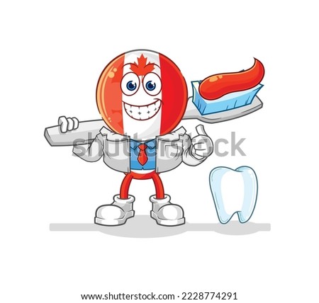the canada flag head dentist illustration. character vector