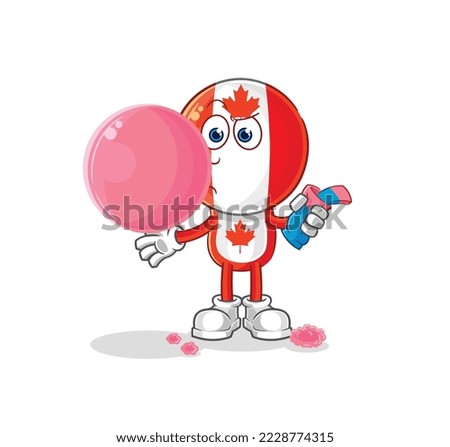 the canada flag head chewing gum vector. cartoon character