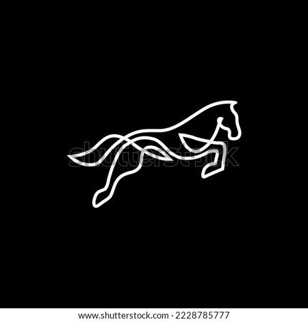 Jumping stylized minimalist horse. Ready logo