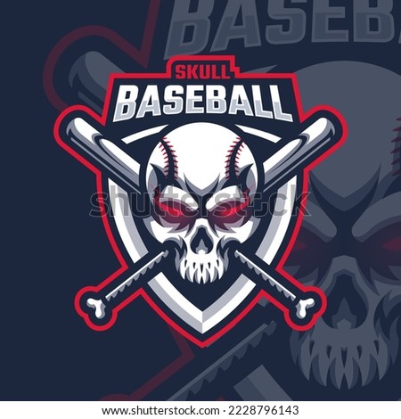 Baseball skull logo design, Baseball tournament logo sport for your propesional team