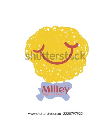 Smiling face character logo vector. Smiling face character with original stroke. Funny character logo yellow color.