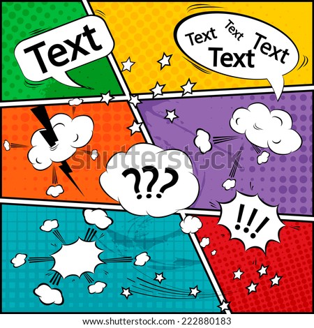 Comic speech bubbles and comic strip background vector illustration