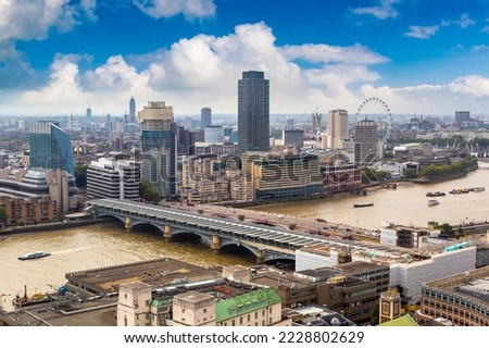 Panoramic aerial view of London in a beautiful summer day, England, United Kingdom