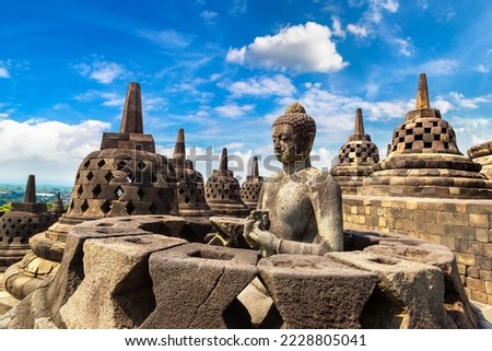 Buddist temple Borobudur near Yogyakarta city, Central Java, Indonesia Royalty-Free Stock Photo #2228805041