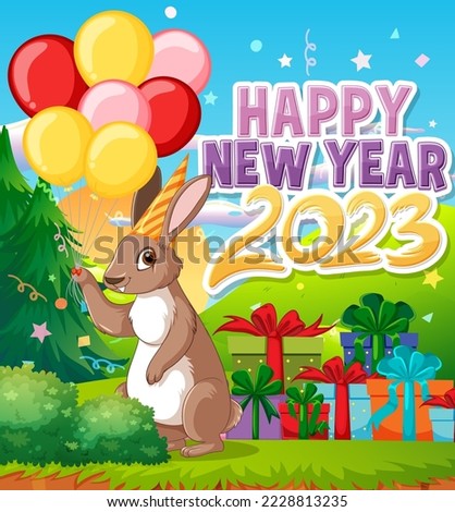 Happy New Year 2023 Banner in Christmas theme illustration