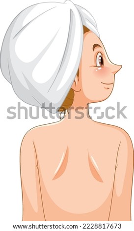 A woman wearing hair towel illustration