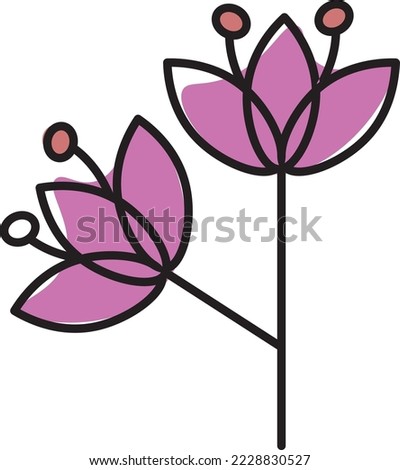 Cute Flower Icon In Flat Design. Icon set of flower with color. Set of decorative floral design elements. Flat cartoon vector illustration. Illustration of nature flower spring and summer in garden.
