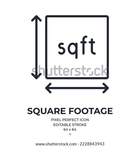 Square footage area editable stroke outline icon isolated on white background flat vector illustration. Pixel perfect. 64 x 64. Royalty-Free Stock Photo #2228843943