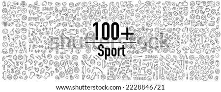 sport icon set with doodle line style vector