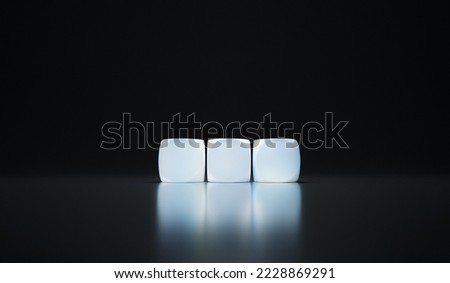 Lightbox, backlit letter cubes with blank space for letters on black background, 3d rendering. Internet slang, abbreviation signs and corporate concepts