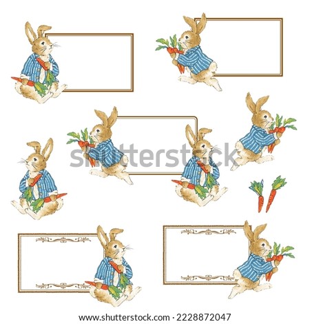 Greeting card material using cute hand-drawn rabbits,
