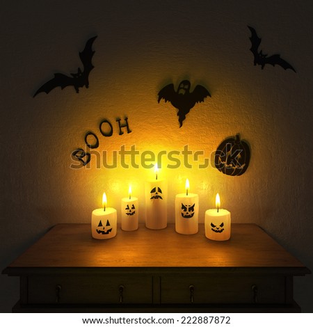 Halloween decoration. Handmade funny candle ghosts. High resolution. 3D render