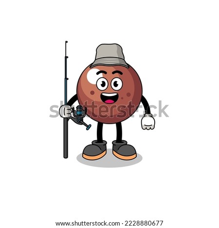 Mascot Illustration of chocolate ball fisherman , character design