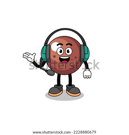 Mascot Illustration of chocolate ball as a customer services , character design