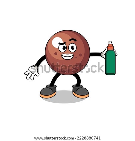 chocolate ball illustration cartoon holding mosquito repellent , character design