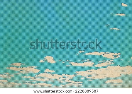 retro sky pattern on old paper background. raster vintage clouds Royalty-Free Stock Photo #2228889587