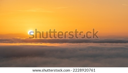 Backplate for CGI showing sunrise above the clouds-panorama