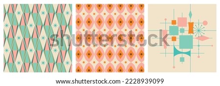 50s Mid Century Modern Pattern Bundle Set, 1950s Atomic Patterns Royalty-Free Stock Photo #2228939099