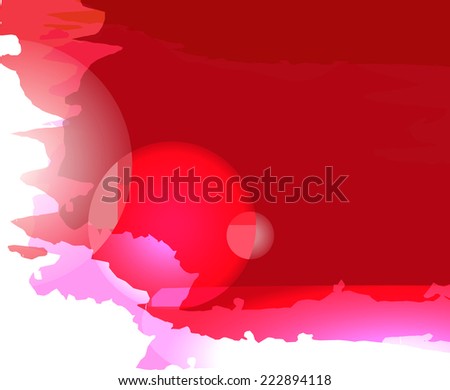 Red abstract background with torn edge and round geometric shape