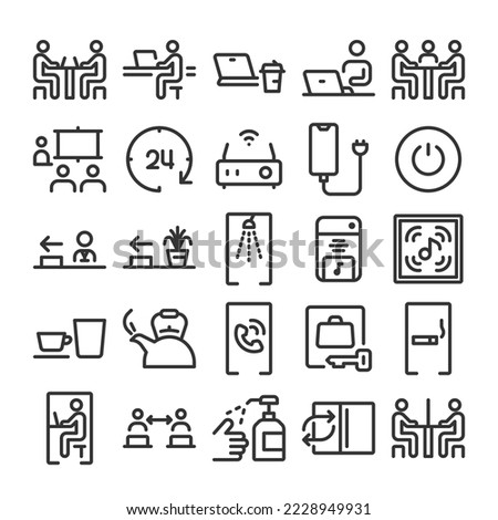 Coworking space and remote working  icon set Royalty-Free Stock Photo #2228949931