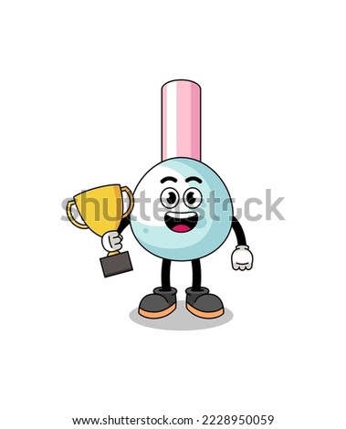 Cartoon mascot of cotton bud holding a trophy , character design