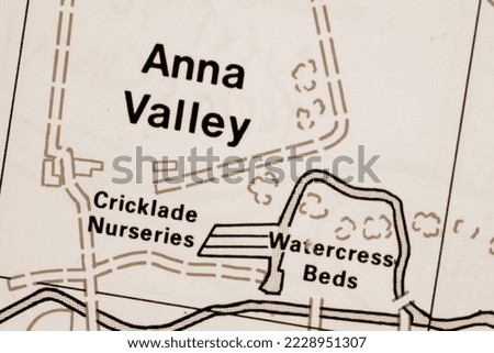 Anna Valley village in Hampshire, United Kingdom atlas map town name - sepia