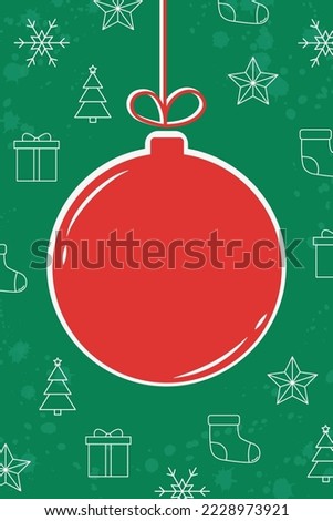 Hanging Christmas bauble. Concept of a background with ornament. Vector illustration