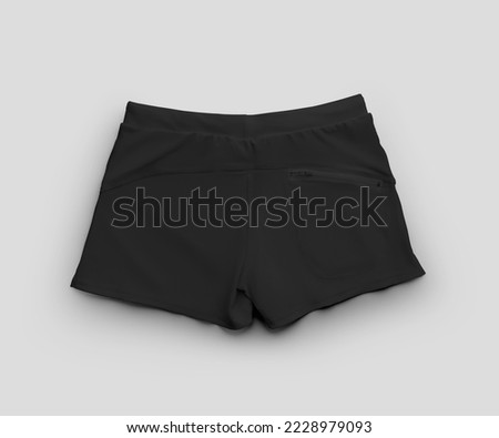 Black male swimming trunks mockup, diagonal presentation, swimwear with , summer subject, isolated on background. Clothing template, boxers for men, for design, pattern Royalty-Free Stock Photo #2228979093