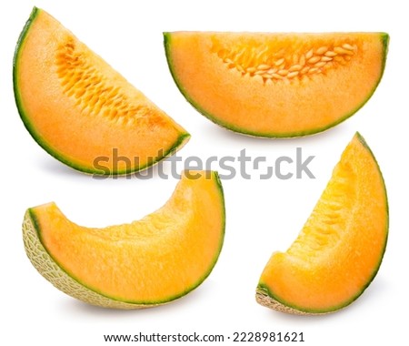 Yellow melon or cantaloupe isolated on white background, Sweet melons isolated on white background, With work path. Royalty-Free Stock Photo #2228981621