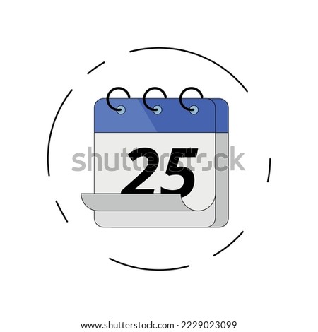 Vectorized folded sheet calendar icon, vector illustration of specific day calendar marked day 25.
