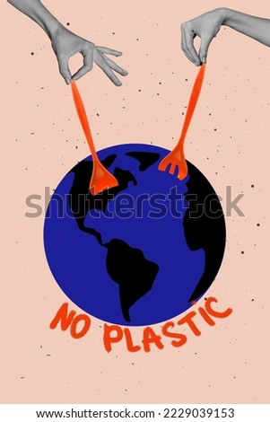 Photo collage cartoon comics sketch picture of two arms eating planet isolated drawing background
