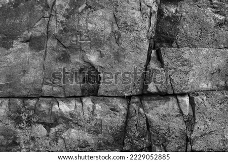 Mountain wall texture background black and white tone.