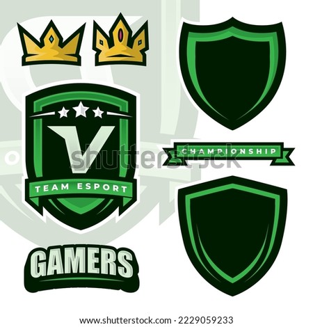 Letter V Esports Gamers Logo Template Creator for Gaming, Esport logo design element.
