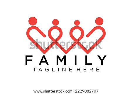Abstract People Logo. Blue Rounded Line Linked Human Icon Pulse Wave Style isolated on White Background. Usable for Teamwork and Family Logos. Flat Vector Logo Design