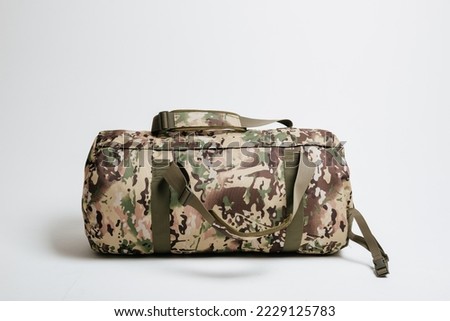 custom unbranded military duffle bag on white background