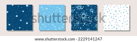 Abstract snowflake, star, blob, polka dot, spot seamless repeat pattern. Vector illustration. Pattern collection for print, wallpaper, textile, fashion, scrapbooking, cover, gift wrap, wrapping paper.