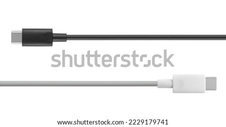 cable with Type-C connector, isolated on white background Royalty-Free Stock Photo #2229179741
