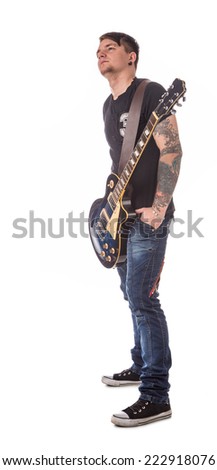 Lead guitarist. Isolated on the white background.