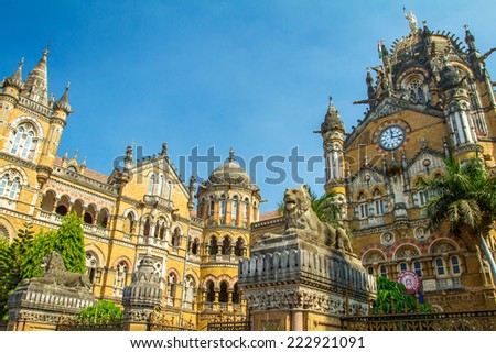 Chatrapati Shivaji Terminus earlier known as Victoria Terminus in Mumbai, India Royalty-Free Stock Photo #222921091