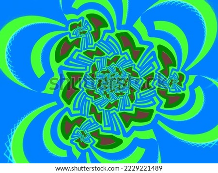 A hand drawing pattern made of green Bourgogne and blue