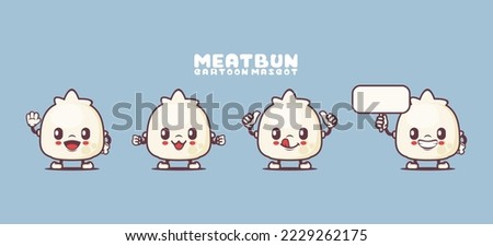 meat bun cartoon mascot. food vector illustration. with different expressions.