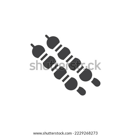 BBQ skewers vector icon. filled flat sign for mobile concept and web design. Curry fish ball skewers glyph icon. Symbol, logo illustration. Vector graphics