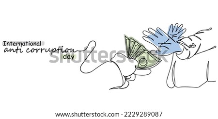 International Anti corruption day. Bribery is a criminal offense. Say no to corruption. Raise your voice against injustice. Continuous line art vector Royalty-Free Stock Photo #2229289087