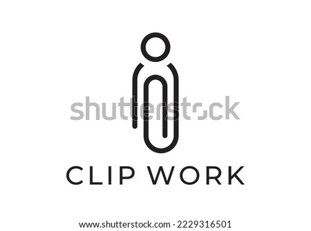 paper clip and people logo. work idea icon design vector.