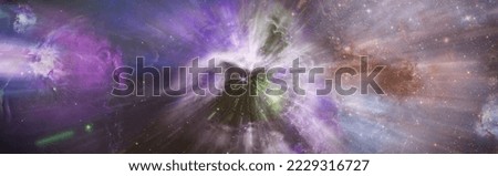 Panorama view universe space , galaxy with stars on a night sky background.Elements of this image furnished by NASA.