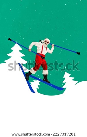 Photo artwork minimal picture of funny funky grandfather enjoying x-mas vacation isolated drawing background