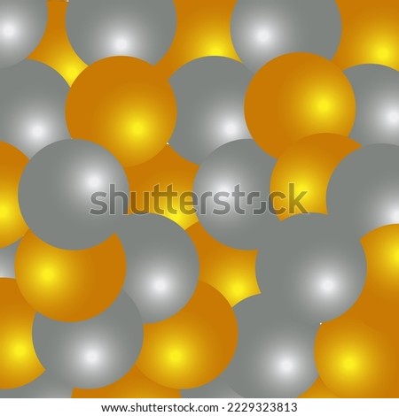 Abstract background of balloons. Gold and silver balls. Vector graphics.