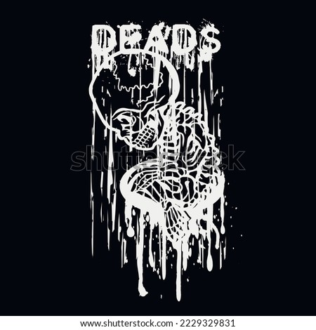 Gothic sign with stillborn skeleton, grunge vintage design t shirts