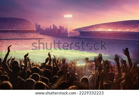 football or soccer fans at a game in a stadium Royalty-Free Stock Photo #2229332223